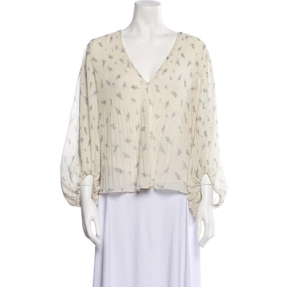 GANNI PLEATED GEORGETTE PRINTED BLOUSE - Picture 3 of 8